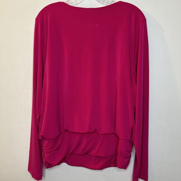 Inc Womens Top Size XXL long sleeve dark pink peekaboo vneck tunic - Picture 5 of 8